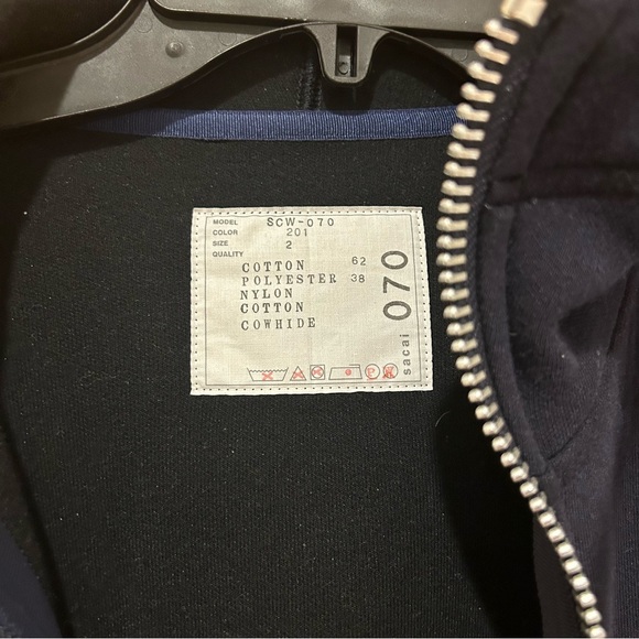 SACAI Navy & Khaki Sponge Sweat MA-1 Hoodie - Picture 5 of 8